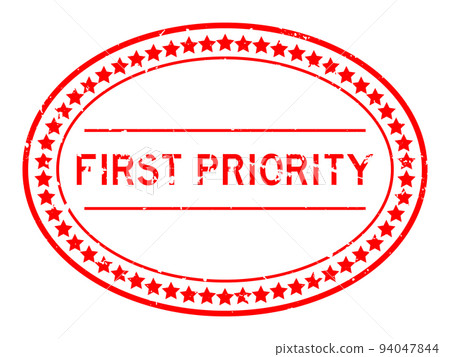 Grunge red first priority word oval rubber seal stamp on white background Grunge red first priority word oval rubber seal stamp on white background 94047844