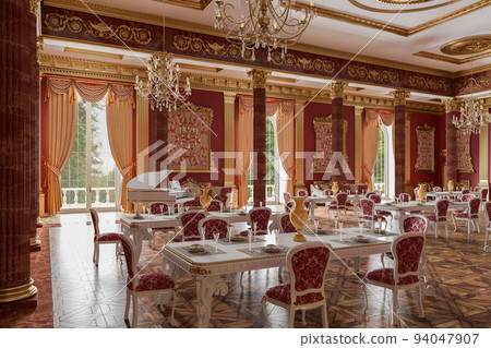 The ballroom and restaurant in classic style. 3D render 94047907