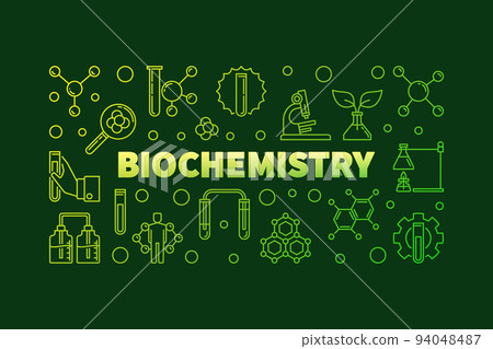 Biochemistry vector green outline banner or illustration Biochemistry vector green outline banner or illustration 94048487