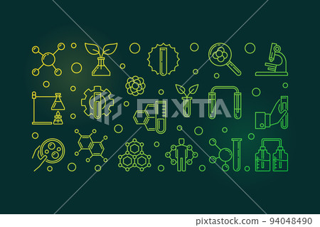 Biological Chemistry vector colored outline concept banner 94048490
