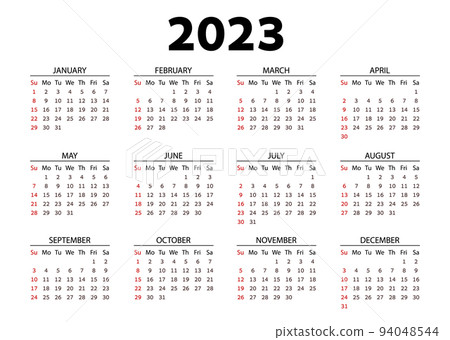 Horizontal pocket calendar on 2023 year. on white background. Horizontal pocket calendar on 2023 year. on white background. 94048544