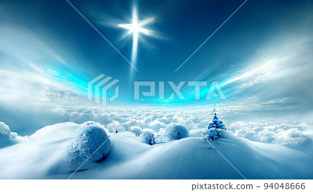 3D Render Merry Christmas HD Blue Sky Wallpaper. Beautiful artwork seasonal illustration and copy space background. 3D Render Merry Christmas HD Blue Sky Wallpaper. Beautiful artwork seasonal illustration and copy space background. 94048666