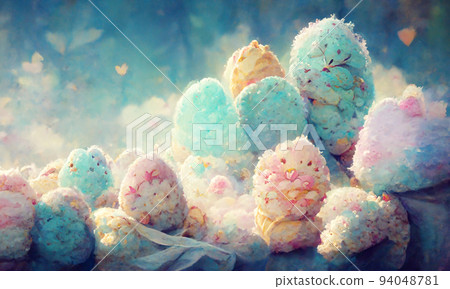 3D illustration fantastic kawaii fluffy pastel color wallpaper 94048781