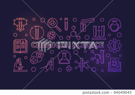 Chemical Science vector colorful horizontal outline banner 94049045