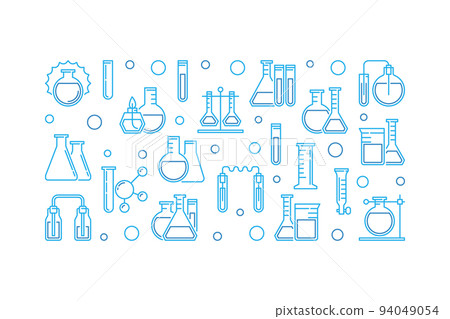 Laboratory equipment outline banner. Vector illustration 94049054