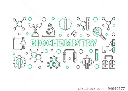 Biochemistry vector horizontal outline banner or illustration Biochemistry vector horizontal outline banner or illustration 94049577