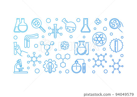 Chemistry Education blue concept outline vector banner Chemistry Education blue concept outline vector banner 94049579