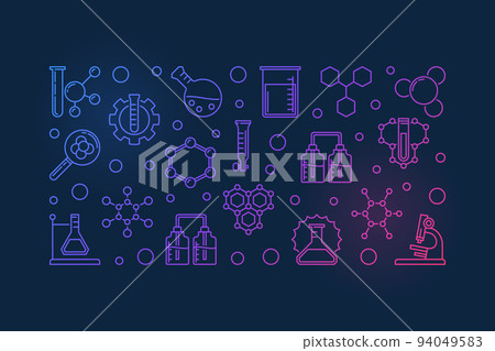 Education and Chemistry vector colored outline banner 94049583