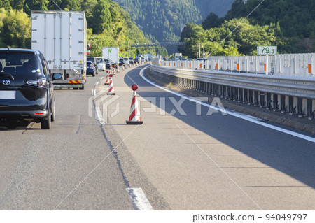 Highway construction traffic jam Highway construction traffic jam 94049797