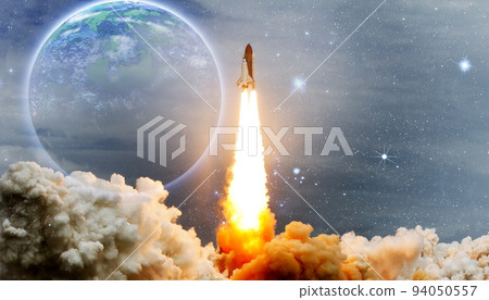 Space shuttle launch , Space with stars on background. Sky and clouds. Spaceship flight. Elements of this image furnished by NASA 94050557