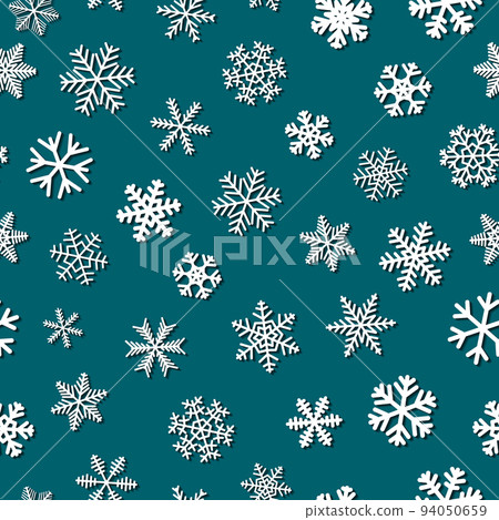 Seamless pattern of snowflakes with shadows Seamless pattern of snowflakes with shadows 94050659