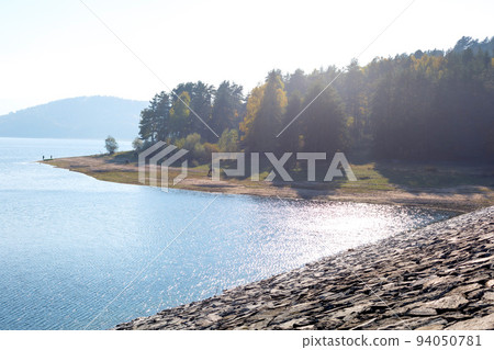 Batak Reservoir dam in autumn, Bulgaria 94050781