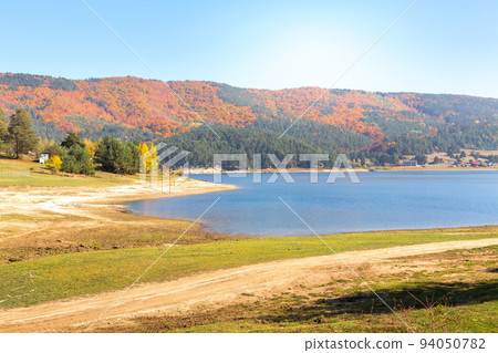 Batak Reservoir dam in autumn, Bulgaria 94050782