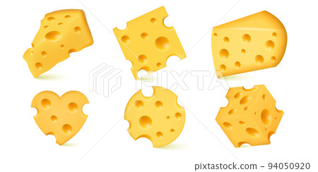 Vector 3D, Realistic set of Fresh Nutritious Dutch Cheeses, Very tasty. Vector illustration. Vector 3D, Realistic set of Fresh Nutritious Dutch Cheeses, Very tasty. Vector illustration. 94050920