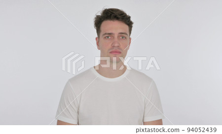 Sad Young Man on White Background 94052439