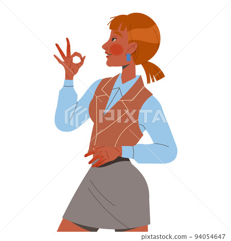Woman Office Employee Showing Ok Hand Gesture Vector Illustration 94054647