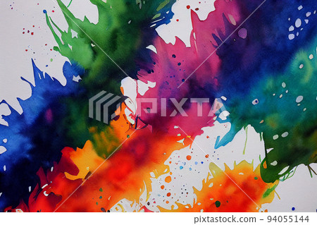Watercolor splash texture background isolated. Colorful hippie tie dye abstract background. 94055144