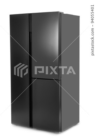 Modern stainless steel refrigerator isolated on white 94055401