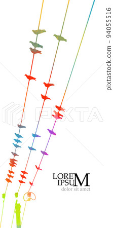 colorful birds on wires. Vector illustration 94055516
