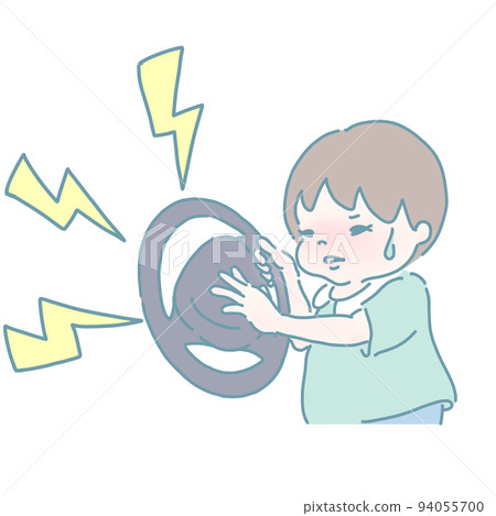 一個按喇叭尋求幫助的男孩（柔和的顏色） 94055700