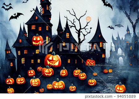 Halloween castle. Halloween background for party at scary night 94055889
