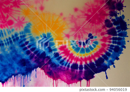 Tie dye pattern hand dyed on cotton fabric abstract background. Tie dye pattern hand dyed on cotton fabric abstract background. 94056019