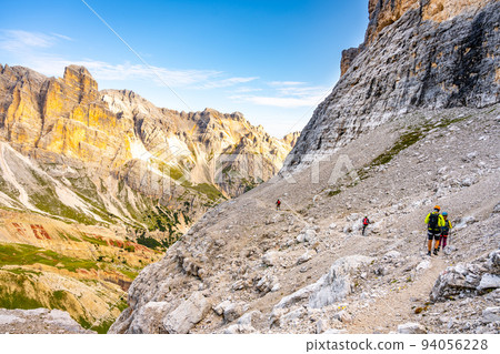 Tourist path in vertical wall of high mountain Tourist path in vertical wall of high mountain 94056228