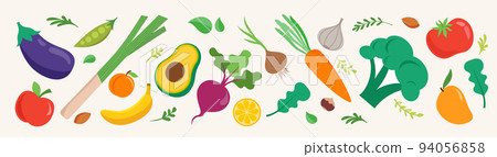 World Vegan Day, Concept Design with vegetables, fruits, leaves and nuts. For Social Media 94056858