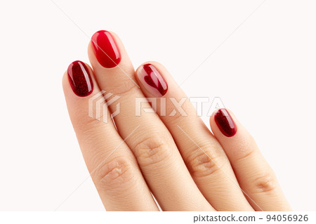 Female hand with manicure on white background 94056926