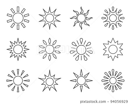 Sun star solar circle sunshine weather icon set 94056929
