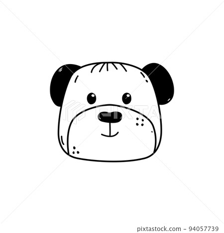 Hand drawn cute dog face doodle style, vector... - Stock Illustration ...