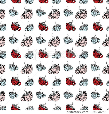 Seamless Pattern with Coffee Beans and Abstract Stylized cup in trendy shades. Isolate. Line Art 94058258