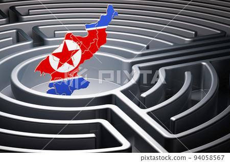 North Korean map inside labyrinth, 3D rendering North Korean map inside labyrinth, 3D rendering 94058567