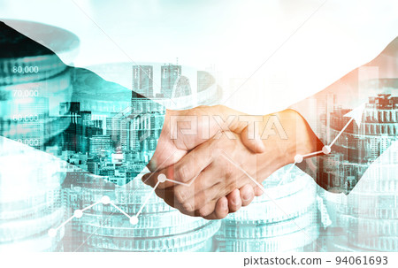 Business handshake on finance prosperity and money technology asset background 94061693