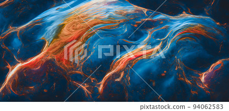 Spectacular scene of blue, orange ink move around. Digital art 3D illustration. Spectacular scene of blue, orange ink move around. Digital art 3D illustration. 94062583