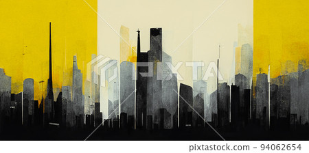 Spectacular abstract cityscape black and gold. Digital art 3D illustration. Spectacular abstract cityscape black and gold. Digital art 3D illustration. 94062654