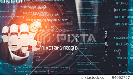 Futuristic robot artificial intelligence revolutionary AI technology concept 94062707