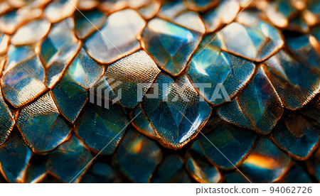 Spectacular crystal texture snake skin background. Digital art 3D illustration. 94062726