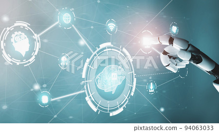 Futuristic robot artificial intelligence revolutionary AI technology concept Futuristic robot artificial intelligence revolutionary AI technology concept 94063033