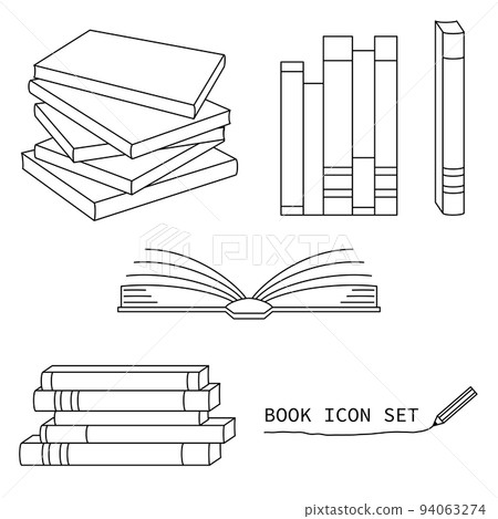 Book icon illustration set (white background, vector, clipping, line drawing) 94063274
