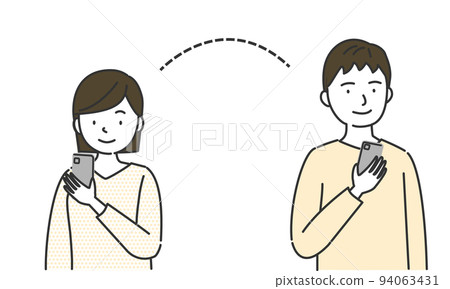 Men and women who keep in touch with smartphones 94063431