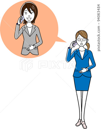 Business woman putting mobile phone 94063484