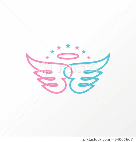 Simple and unique wings, love, and angel crown on line out image graphic icon logo design abstract concept vector stock. Can be used as symbol related to guard or children 94065667
