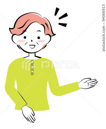 Elderly woman in plain clothes guiding 3c Elderly woman in plain clothes guiding 3c 94066913