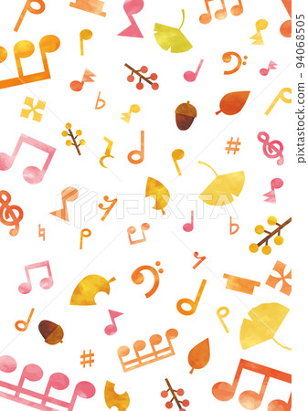 Autumn watercolor music notes and dead leaves background 94068505