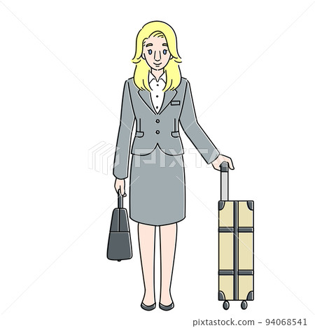 Smiling inbound Caucasian woman wearing a suit No mask Smiling inbound Caucasian woman wearing a suit No mask 94068541