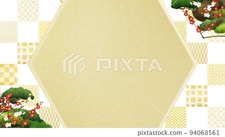 Checkered pattern and bamboo and plum background Checkered pattern and bamboo and plum background 94068561