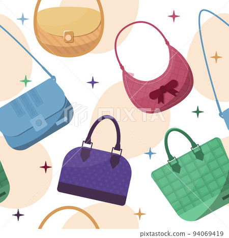 Girl Woman Fashion Bag Seamless Pattern Background Girl Woman Fashion Bag Seamless Pattern Background 94069419