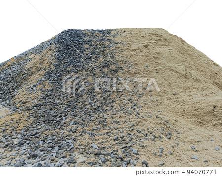 Pile of gravel or stone and sand for construction isolated on white background included clippingpath Pile of gravel or stone and sand for construction isolated on white background included clippingpath 94070771