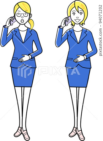 Business woman putting mobile phone Business woman putting mobile phone 94071202